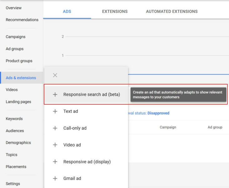 google adwords responsive search ads beta 732x600 1 تبلیغات جستجوی واکنش‌گرای جدید گوگل می‌تواند ۳ تیتر و توصیفات طولانی‌تر را نشان دهد